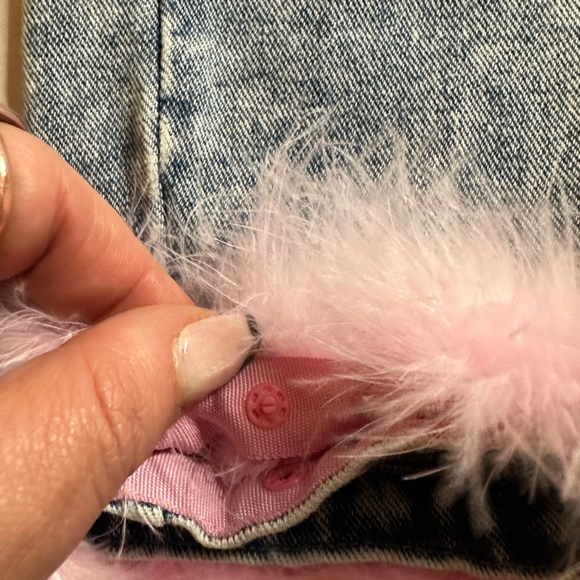 Pretty Garbage Faux Fur Jeans. Fit closer to size 10. Detachable fur for washing - Picture 2 of 6